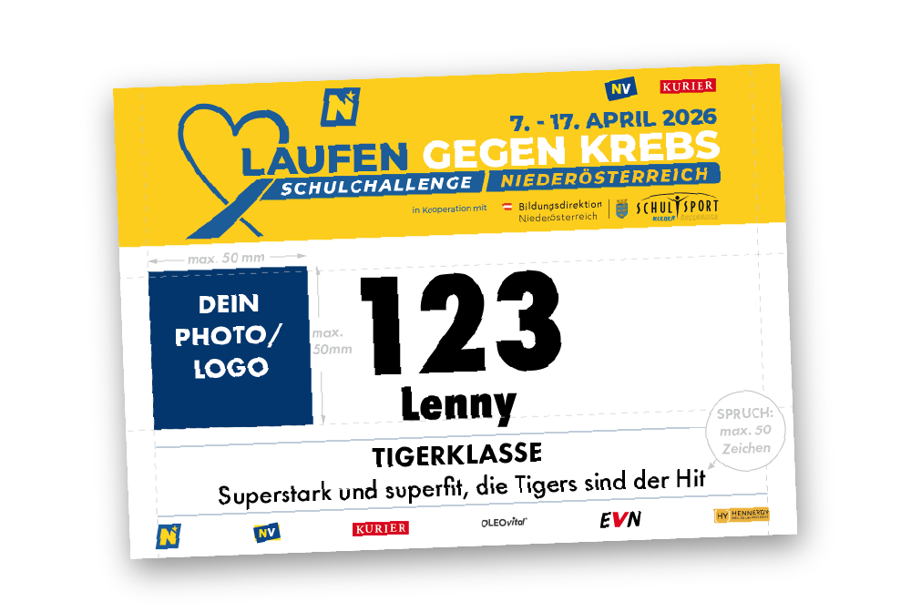 Startnummer "Laufen gegen Krebs" - Schulchallenge